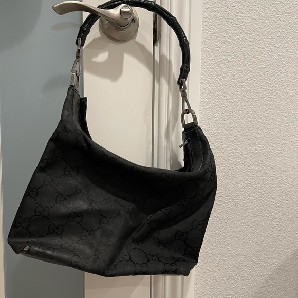 Gucci Nylon Monogram Bamboo Hobo - Picture 1 of 6